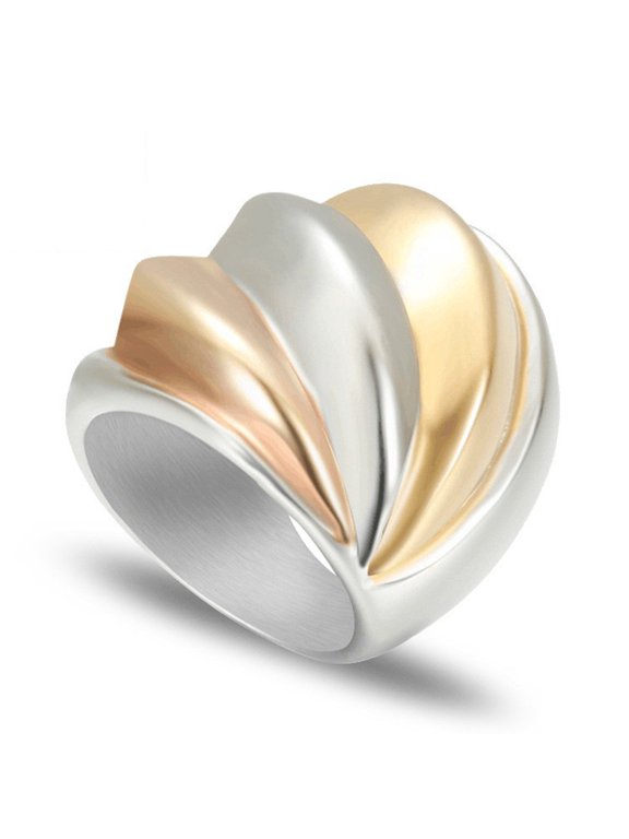 Tri Tone Twisted Layered Statement Ring For Men Women 14K White Gold Filled Artisan Modern Jewelry