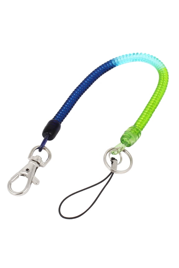 Tri-color Plastic Elastic Spiral Coil Strap Lanyard Rope for Keys Phone