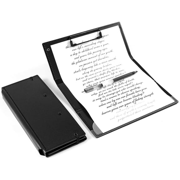 Tri-fold Clipboard Folder, PU Cover With Internal Storage Pockets, Portable Organizer For Office Workers Business Trips, Black