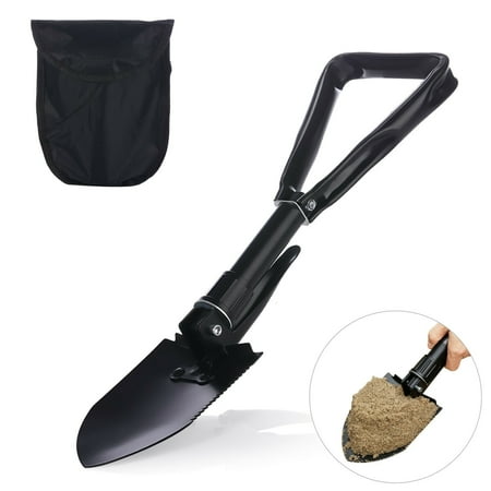 Tri-fold Collapsible Shovel for Car, Military Folding Shovel Ultralight Entrenching Tool with Triangular Handle,Steady and Labor-Saving for Camping Hiking Backpacking Fishing Gardening