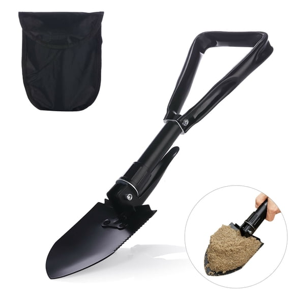 Tri-fold Collapsible Shovel for Car, Military Folding Shovel Ultralight Entrenching Tool with Triangular Handle,Steady and Labor-Saving for Camping Hiking Backpacking Fishing Gardening
