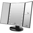 thumbnail image 1 of Tri-fold Lighted Vanity Makeup Mirror with 3x/2x/1x Magnification, 21Leds Light and Touch Screen,Portable LED Travel Makeup Mirror, Women Gift (Black), 1 of 6