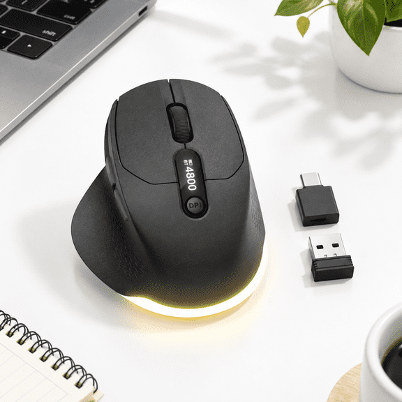 Tri-mode Wireless Mouse With LED Display, 6-Level DPI, Silent Clicks