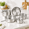 Tri-ply Stainless Steel Cookware Set 10-Piece Pots and Pans for All ...