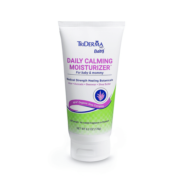 TriDerma Baby Daily Calming Moisturizing Baby Lotion for Baby's Sensitive Skin with Soothing AP4 Aloe, Avocado & Vitamins B & E, Fragrance & Paraben Free, 6.2 oz