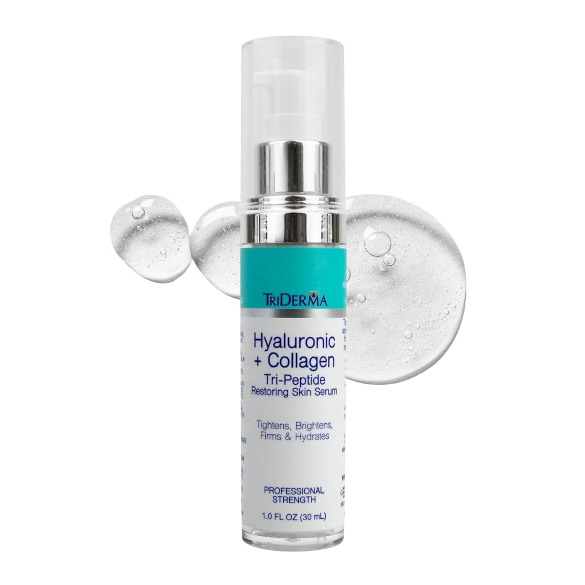 TriDerma Hyaluronic Acid Face Serum with 5% Niacinamide, Collagen Peptides & Matrixyl 3000, Hydrating Anti Aging Serum for Fine Lines & Wrinkles, 1 fl oz