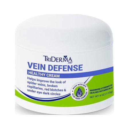 TriDerma Vein Defense for Face & Body Cream Helps Improve the look of Spider Veins, Redness and Under Eye Dark Circles 4 oz