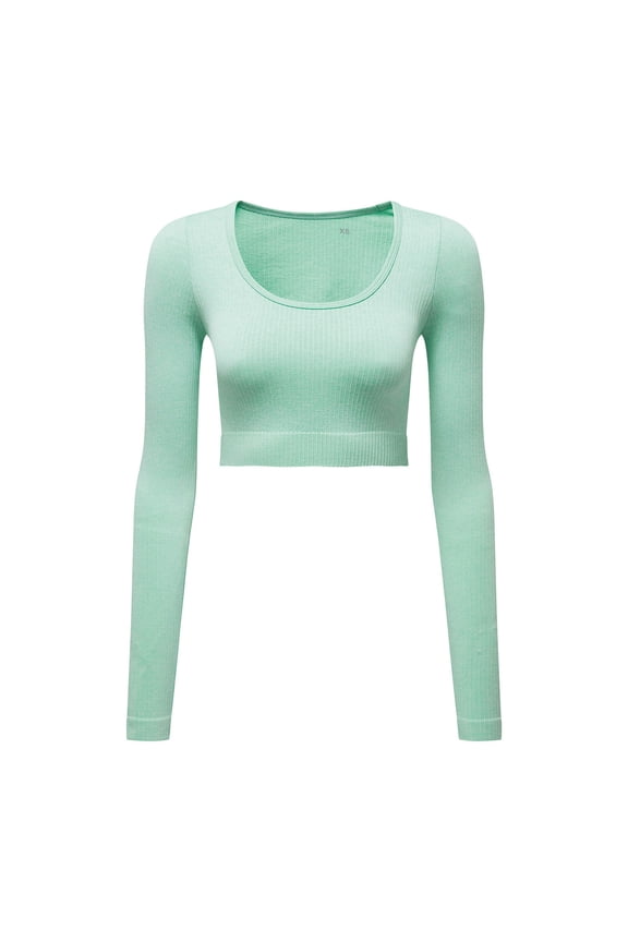Womens Ribbed Seamless 3D Crop Top