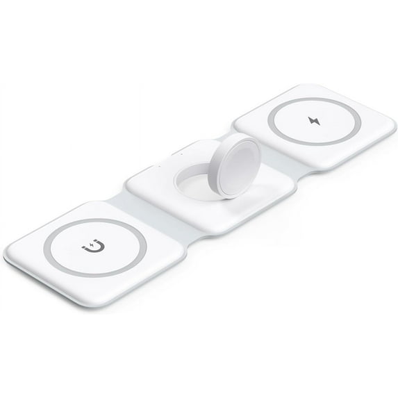 TriFoldPower Magnetic 3 In 1Wireless Charging Station Foldable Charger For Magsafe charger iPhone Earbud Pros Watch Travel Portable 15/14/13/12, AirPods 3/2/Pro, Android Charger (Adapter NOT Include)