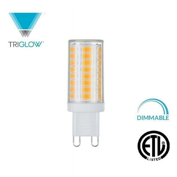 TriGlow T91731 LED 4 - 60 watt Equivalent G9 Base 120V, 300 Degree, 480 Lumens, Dimmable 3000K Soft White CRI 80, LED Light Bulb