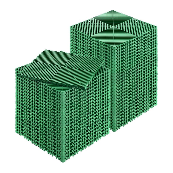TriGol Drainage Mat 10'x10', 50 Pcs Interlocking Floor Tiles, Heavy Duty PP Rubber Garage Floor Mat, Non-Slip Water Drainage Tiles for Kitchen, Garden, Workshop