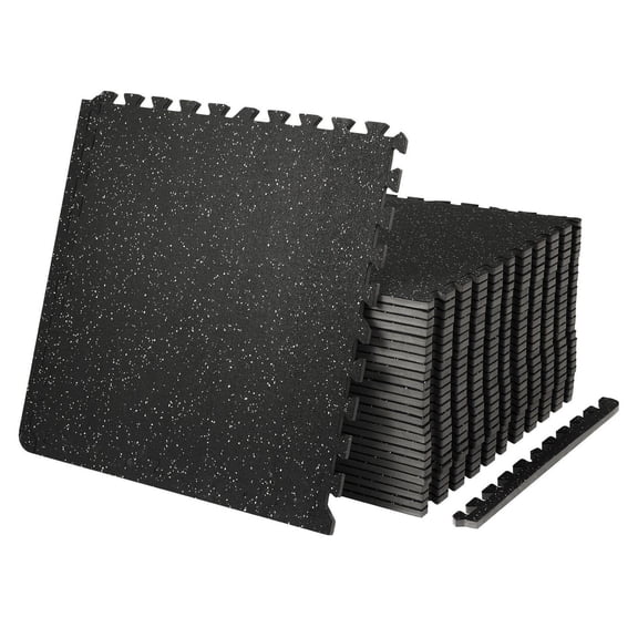 TriGol Gym Floor Mats 24x24 inch, 1/2 Inch Thick EVA Foam Rubber Interlocking Tiles - 25 PCS, 100 Sq Ft Coverage for Workout, Home, Garage & Basement