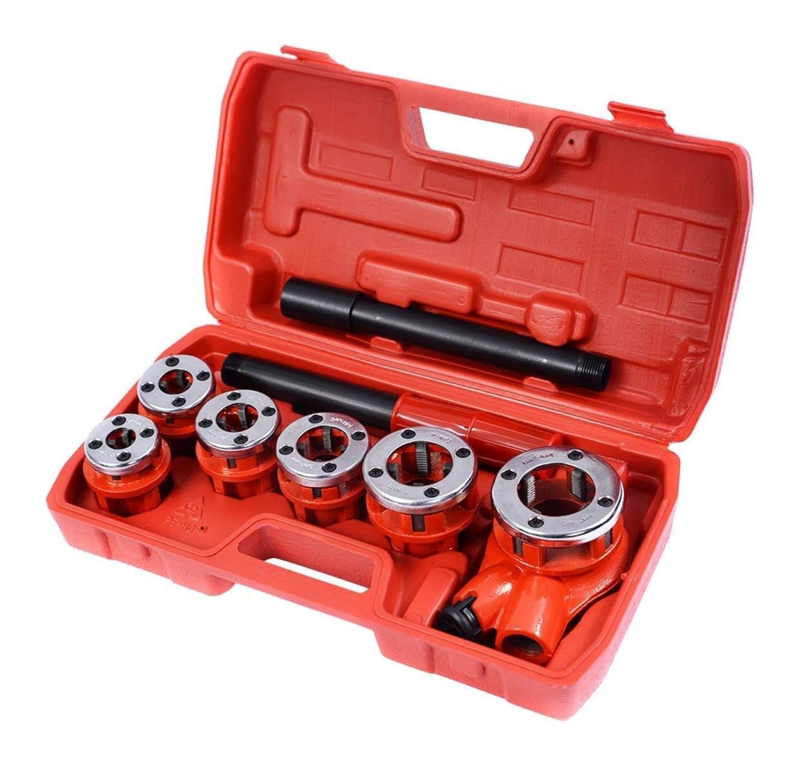 TriGol Ratchet Pipe Threader Kit Set Portable W/6 Dies and Case Gas Manual Ratcheting Pipe Threading Tool Set