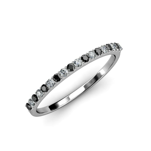 TriJewels 0.28 ctw Round Black Diamond White and Lab Grown Diamond 18 Stone Wedding Band in 10K Gold