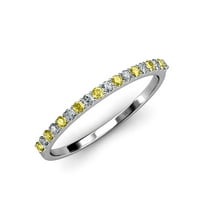 TriJewels 0.28 ctw Round Yellow Sapphire and Lab Grown Diamond 18 Stone Wedding Band in 10K Gold