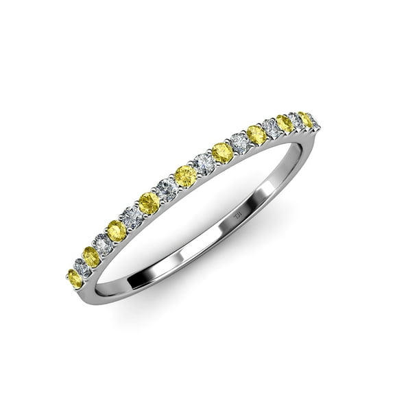 TriJewels 0.28 ctw Round Yellow Sapphire and Lab Grown Diamond 18 Stone Wedding Band in 10K Gold