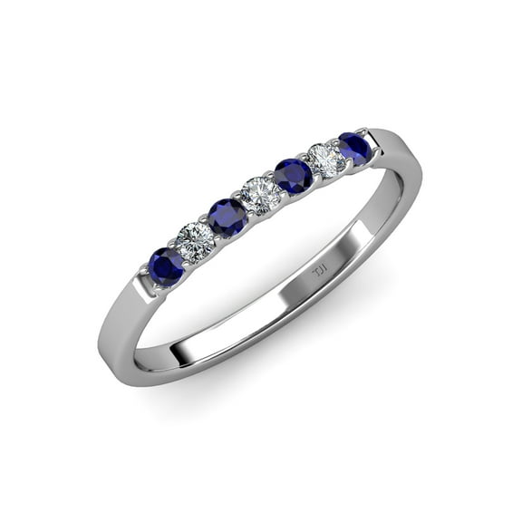 TriJewels 0.36 ctw Blue Sapphire and Lab Grown Diamond 7 Stone Wedding Band in 10K Gold