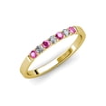 thumbnail image 1 of TriJewels 0.36 ctw Pink Sapphire and Lab Grown Diamond 7 Stone Wedding Band in 10K Yellow Gold, 1 of 7