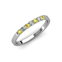 TriJewels 0.36 ctw Yellow Sapphire and Lab Grown Diamond 7 Stone Wedding Band in 10K Gold