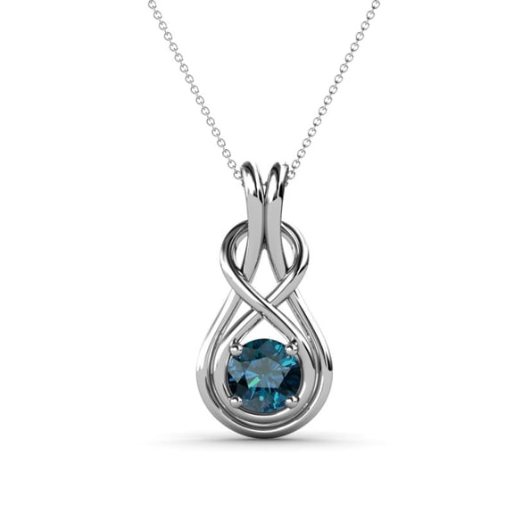 TriJewels 0.50 ct Round Blue Diamond (5.00 mm) Solitaire Infinity Love Knot Pendant Necklace in 10K Blue Gold