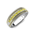 thumbnail image 1 of TriJewels 0.50 ctw Round Yellow Diamond Two Toned and High Polished Edges Men Wedding Band (8 mm) in 10K White Gold, 1 of 6