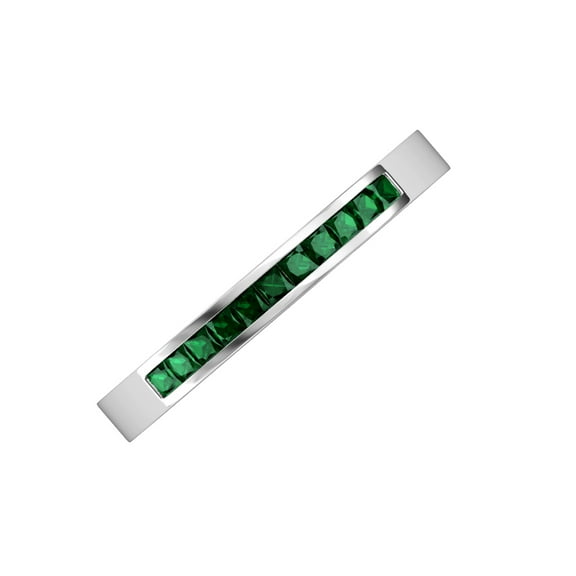 TriJewels 0.55 ctw Created Emerald Women Wedding Band in 10K Gold
