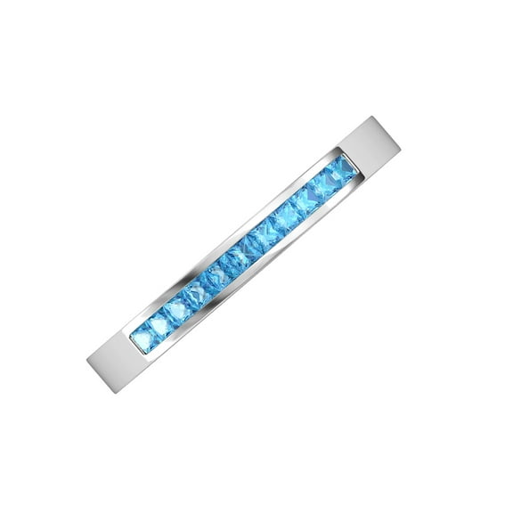 TriJewels 0.61 ctw Blue Topaz Women Wedding Band in 10K Gold