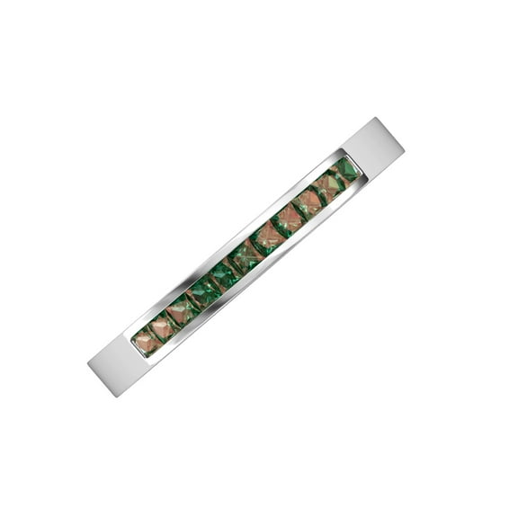 TriJewels 0.61 ctw Created Alexandrite Women Wedding Band in 10K White Gold