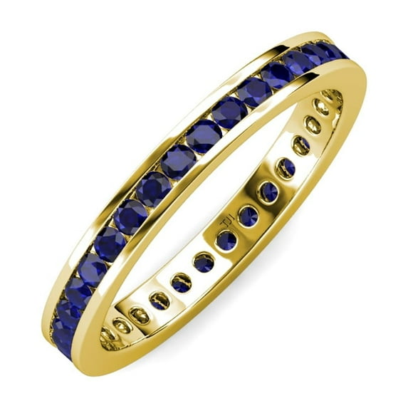 TriJewels 0.90 ctw Round Blue Sapphire (2.00 mm) Eternity Band in 10K Yellow Gold