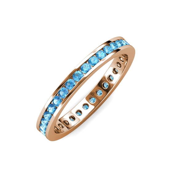 TriJewels 1.13 ctw Round Blue Topaz (2.40 mm) Eternity Band in 10K Rose Gold
