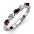 thumbnail image 1 of TriJewels 1.25 ctw Pear Cut Red Garnet and Lab Grown Diamond 5 Stone Wedding Band in 10K White Gold, 1 of 6