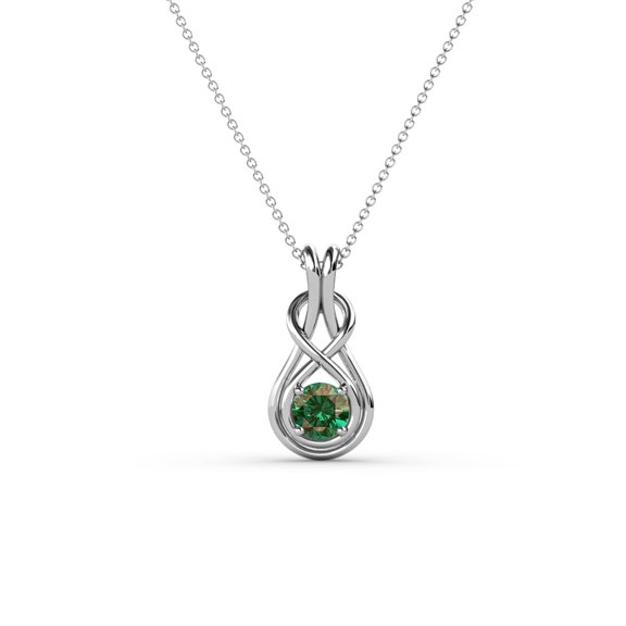 TriJewels Round Lab Created Alexandrite Solitaire Infinity Love Knot Pendant Necklace in 10K Gold