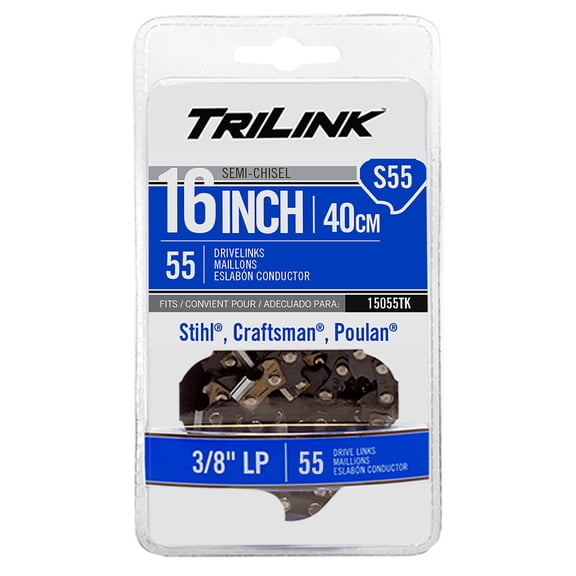 TriLink Chain Pre-Cut Loop 55 DL 15055TK 16" Bar Len, .050" Chainsaw Gauge, 3/8" LP Chainsaw Pitch