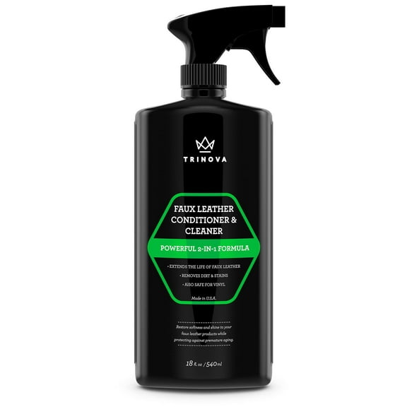 TriNova Leatherette Vinyl and Faux Leather Cleaner & Conditioner - Keep Seats, Jackets, Pleather, Handbags, Sofas, Couches, Shoes, Boots & More Looking New, 18 fl oz