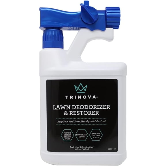 TriNova Outdoor Lawn Deodorizer & Restorer - Eliminates Dog, Puppy Feces and Urine Odors from Lawn, Yard, & Patio, Artificial Turf - Dog Urine Neutralizer for Lawns, Repairs & Prevents Yellow Spots