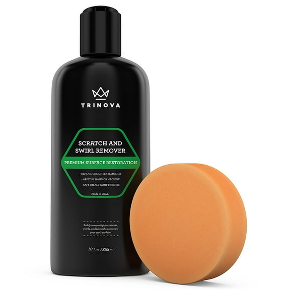 TriNova Scratch Swirl remover - best abrasive compound car paint restoration. Kit includes buffer pad removal polish in a complete system. Ultimate Solution clear coat care. 12oz