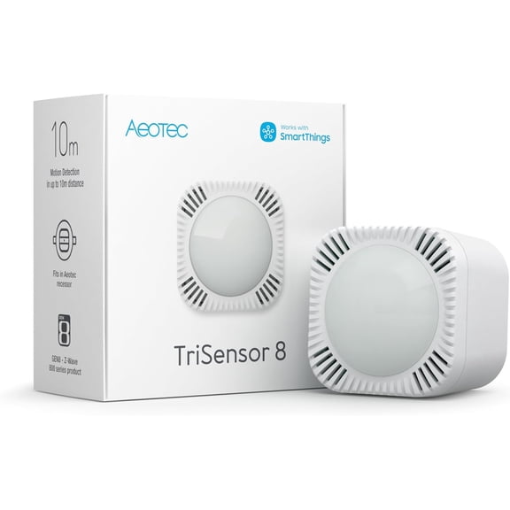 TriSensor 8, 800 Series Zwave Motion Sensor, Temperature, Light Sensor, Work with Zwave Hub Smartthings 3-in 1 Security System, Long Range Capable