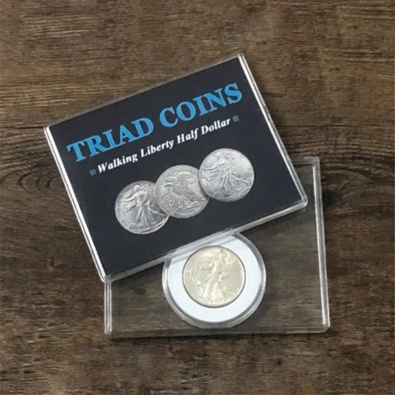 Triad Coins Magic Trick (Walking Liberty Half Dollar Gimmick)  Produce, Vanish, and Transform Effects for Close-Up Illusion & Mentalism Performance Magician Magic Tricks Props Magia