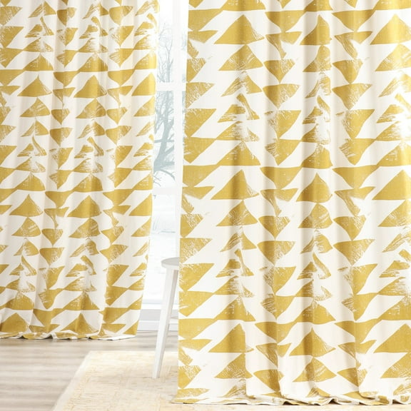 Triad Gold Printed Cotton Twill Curtain (1 Panel), Triad Gold, 50W X 96L