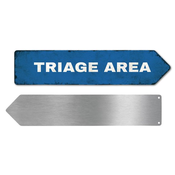 Triage Area Metal Sign by DC | Arrow Metal Directional Signage for Indoor & Outdoor | 3x12" Rust-Free Aluminum Sign | Hospital Signage UV Protected Road RIGHT Arrow Sign | Made in USA