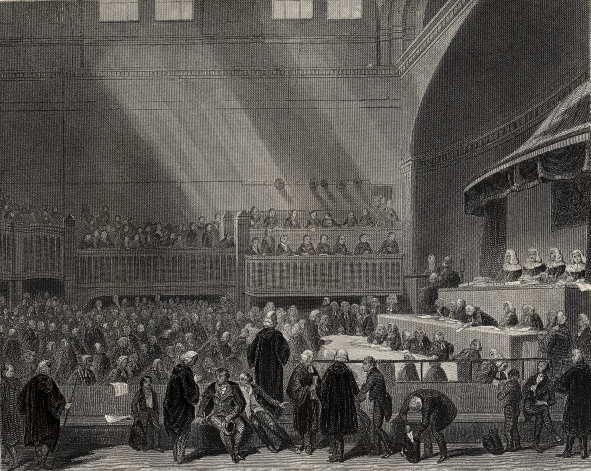 The Trial Of Daniel Oconnell MP February 1844 Oconnell Leaving The Hall After His Trial Drawn By HWarren Engraved By JRogers Canvas Art - Ken Welsh  Design Pics (34 x 26)