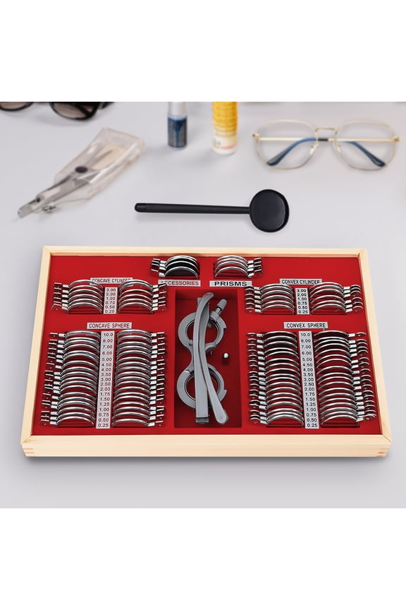 Trial Lens Set Optometry Optical Trial Lens Set Kit Test Metal Trial Frame Set with Carrying Case 104pcs for Farsightedness Nearsightedness Presbyopia Astigmatism Strabismus Color Blindness