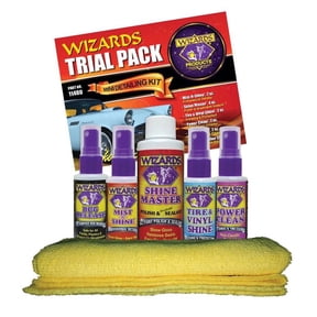 Wizards Trial Pack Sample Assortment of 6 Car Care Products | Compact Travel Size Detailing Kit for Cleaning, Polishing & Protecting