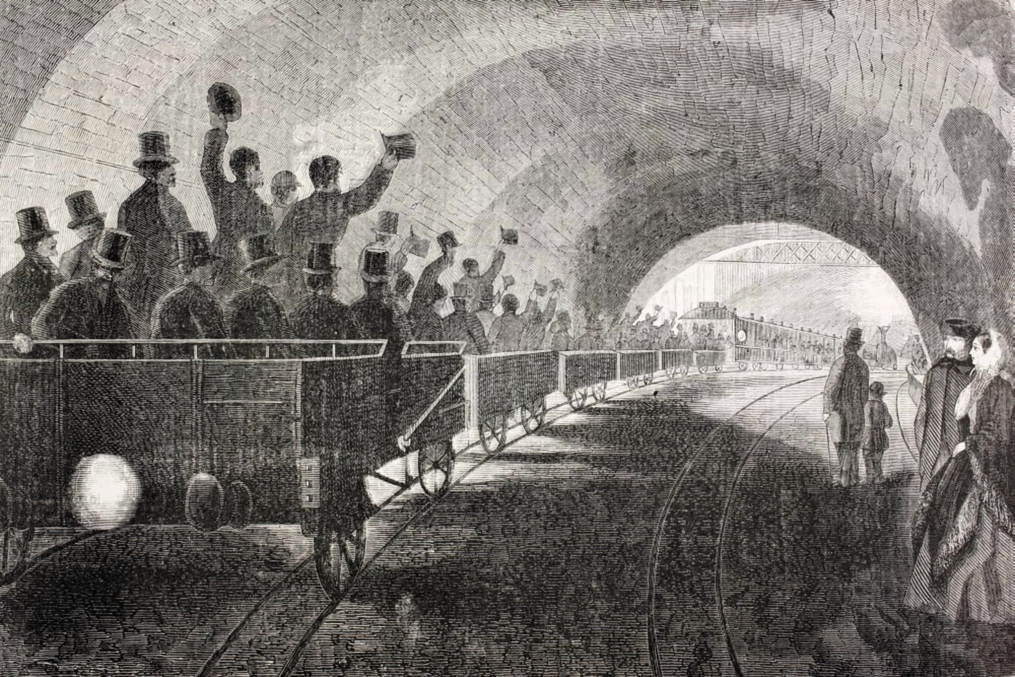 Trial Run Of Train In London Underground In 1862 From El Museo Universal Published Madrid 1862 Canvas Art - Ken Welsh Design Pics (18 x 12)