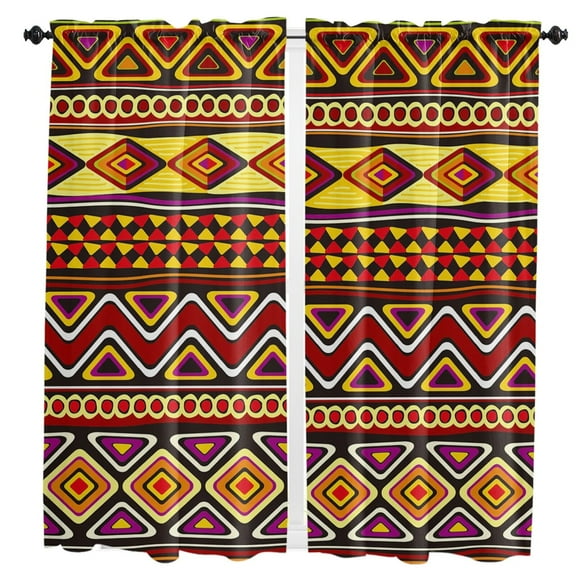 Triangle African Art Ethnic Curtain For Living Room Kids Bedroom Kitchen Window Curtains Home Interior Drapes