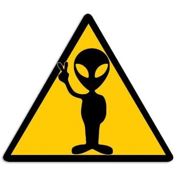 Triangle Alien Caution Sign 3M Reflective sticker| sci fi Decal