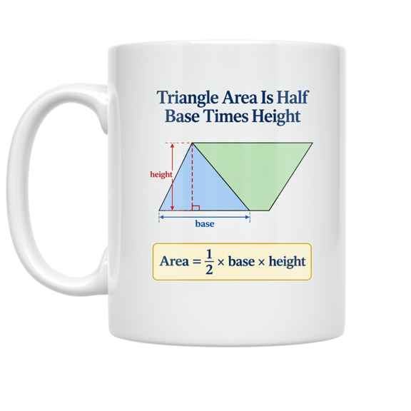 Triangle Area Is Half Base Times Height - Geometry Enthusiast - 11 oz Ceramic Coffee Mug