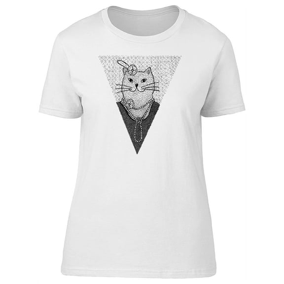 Triangle Art Fancy Cat T-Shirt Women -Image by Shutterstock, Female Medium