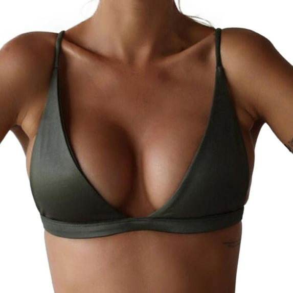 Triangle Bikini Top, Audhol Women's Deep V Neck Bikini Top String Bikini Tops for Women Bathing Suit Swim Tops Bathing Suit Tops for Women Green M