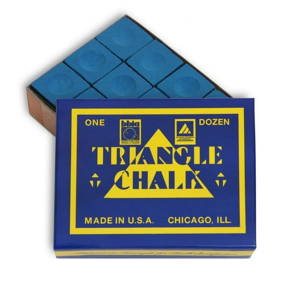 Triangle Billiard Pool Cue Chalk - 1 Dozen - Made in the USA - Blue